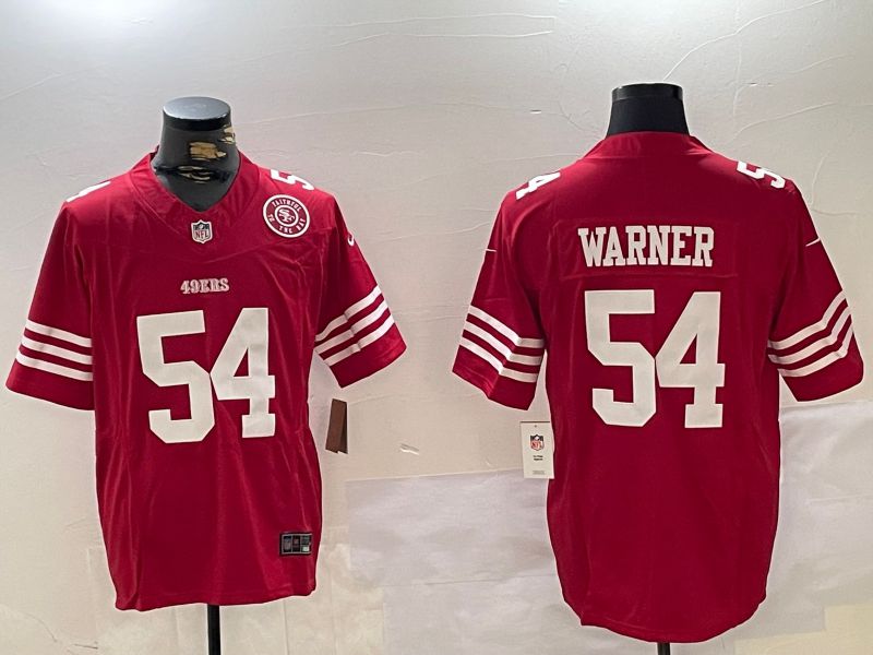 Men San Francisco 49ers #54 Warner Red Three generations 2024 Nike Vapor Limited NFL Jersey style 2